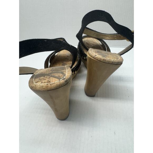 Sam Edelman Wedge Platform Sandals - Black Beige Espadrille, Size 10 GUC - Picture 7 of 7